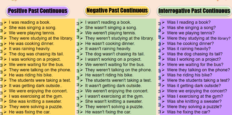 past continuous tense examples